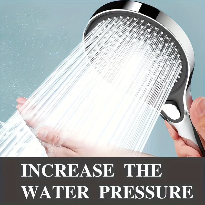 1pc ABS Cabezal de ducha de alta presión que ahorra agua con 5 modos de pulverización, cabezal de ducha de mano con pantalla de filtro, salida de agua ajustable, accesorio de hardware para baño