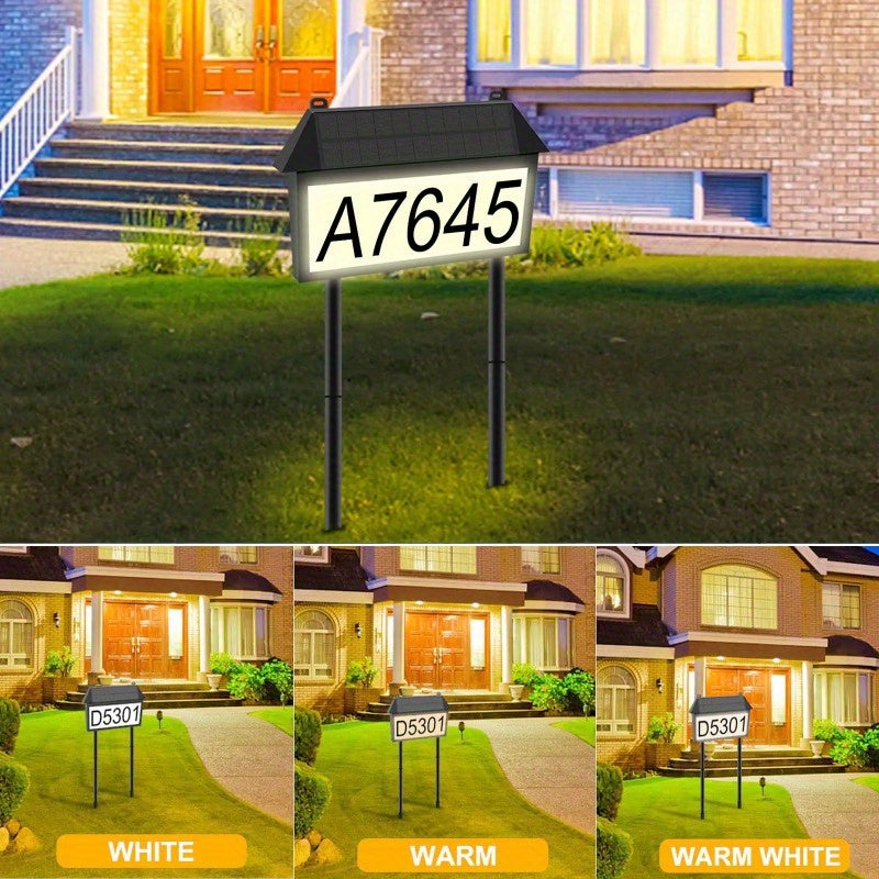 Señal de dirección solar personalizable 1 pieza/2 piezas con poste - Impermeable, duradero, luz solar para exteriores, montaje semienterrado, pantalla de lámpara de plástico, sin control remoto, ideal para decoración del hogar, decoraciones solares para