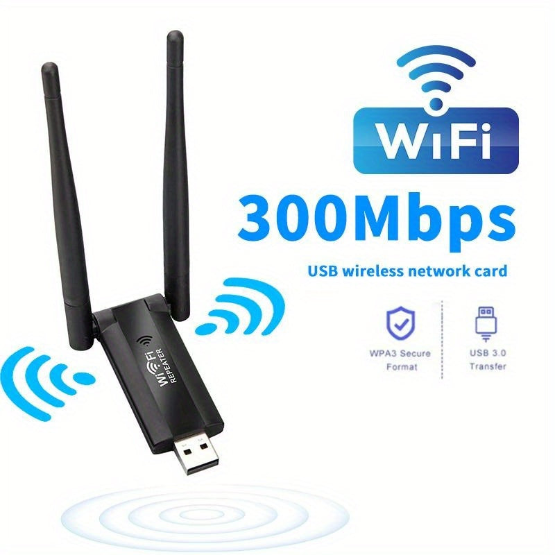 OURLIFE Amplificador de Wi-Fi, Tarjeta Inalámbrica USB con Seguridad WPA, Banda de 2.4 GHz, Configuración Rápida, Fortalecimiento de Señal para Hogar y Oficina, Diseño Compacto, Sin Necesidad de Antena Externa, Refuerzo de Señal para Red en Casa