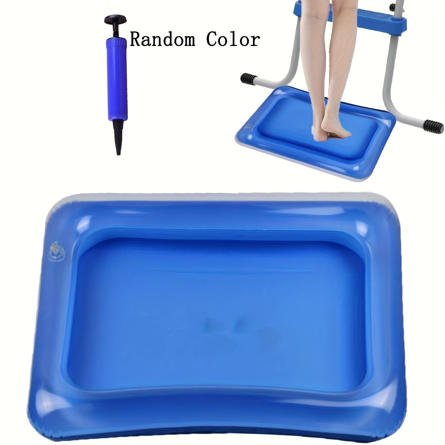 2 piezas de baño de pies inflable cuadrado + bomba, baño de pies portátil, escalera de piscina, juego de limpieza y pedicura
