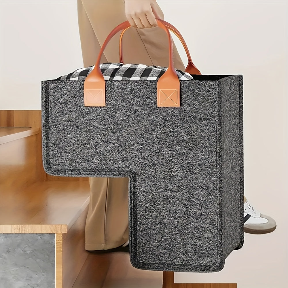 Canasta de Escaleras de Fieltro para el Hogar - Cesta multifuncional ideal para alfombras y escaleras de madera, 40.64 cm compatible, diseño plegable con ventana de observación, estante, cestas para lavandería