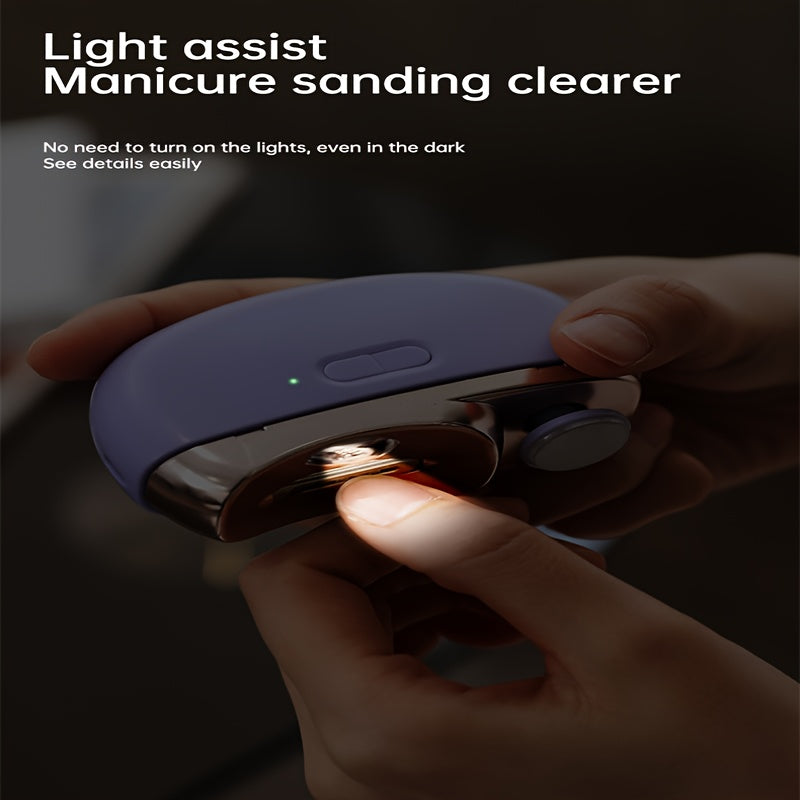 2 en 1 cortador de uñas eléctrico y pulidor - Recargable por USB con luz, herramienta multifuncional para el cuidado de las uñas para uso en casa y salón, diseño seguro, sin olores y portátil - Ideal regalo de San Valentín, suministros para el cuidado de