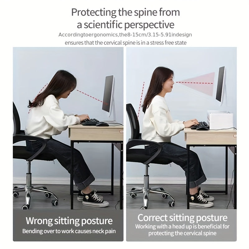 Soporte ergonómico grande para monitores con cajones - Organizador de escritorio telescópico ajustable para computadoras y portátiles, estilo clásico, material plástico, ideal para la organización del hogar y la oficina, almacenamiento de escritorio.