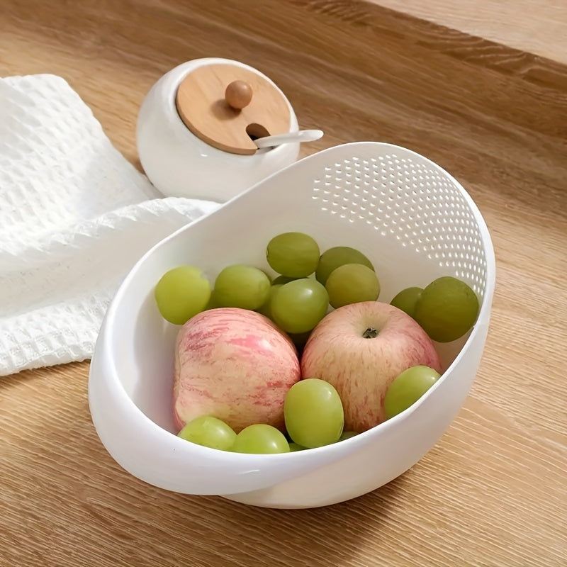 1pieza Cernidor multifuncional de cocina para arroz y verduras - Duradero plástico PP, fácil de usar, no requiere baterías, ideal para limpiar arroz y verduras, herramienta de limpieza de arroz | Diseño ergonómico | Drenaje eficiente