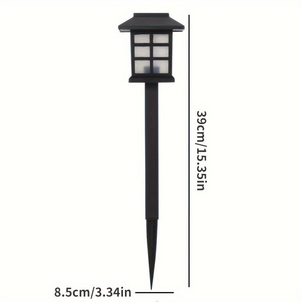 Conjunto de 6 Luces Solares para Jardín con Forma de Casa y LED - Luzes Decorativas Cálidas Blancas para Caminos Exteriores con Diseño de Rejilla, Material PP de Alta Calidad, Clasificación Resistente al Clima para Céspedes, Macizos Florales y Patios, Lu