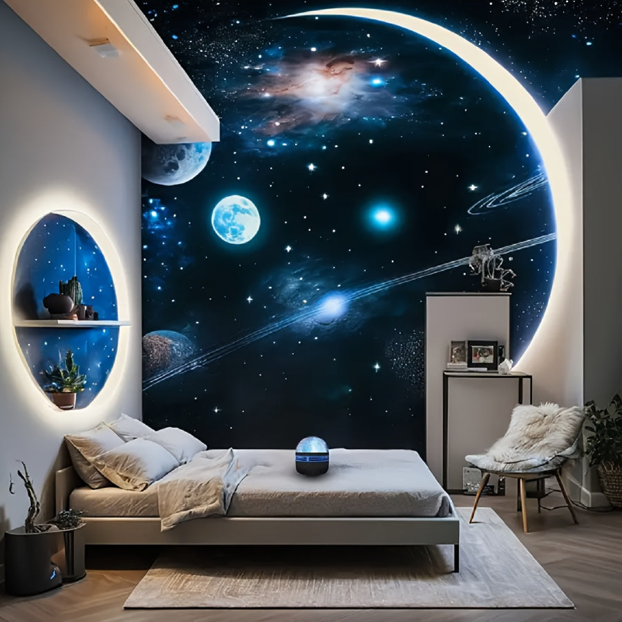 1pc Proyector de Efecto Ondas Acuáticas - Luz LED Cambiante con Control Remoto, Iluminación Ambiental Cielo Estrellado y Atardecer para Dormitorio, Sala, Regalo Festivo, Decoración del Hogar, Alta Calidad, Relajación
