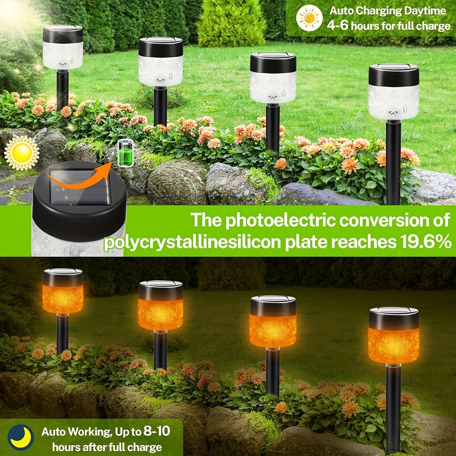 6 Piezas de Luces Solares LED para Jardín, Lámparas Solares Decorativas Exteriores, Luz Solar para Patios, Césped y Terrazas, Decoración Navideña