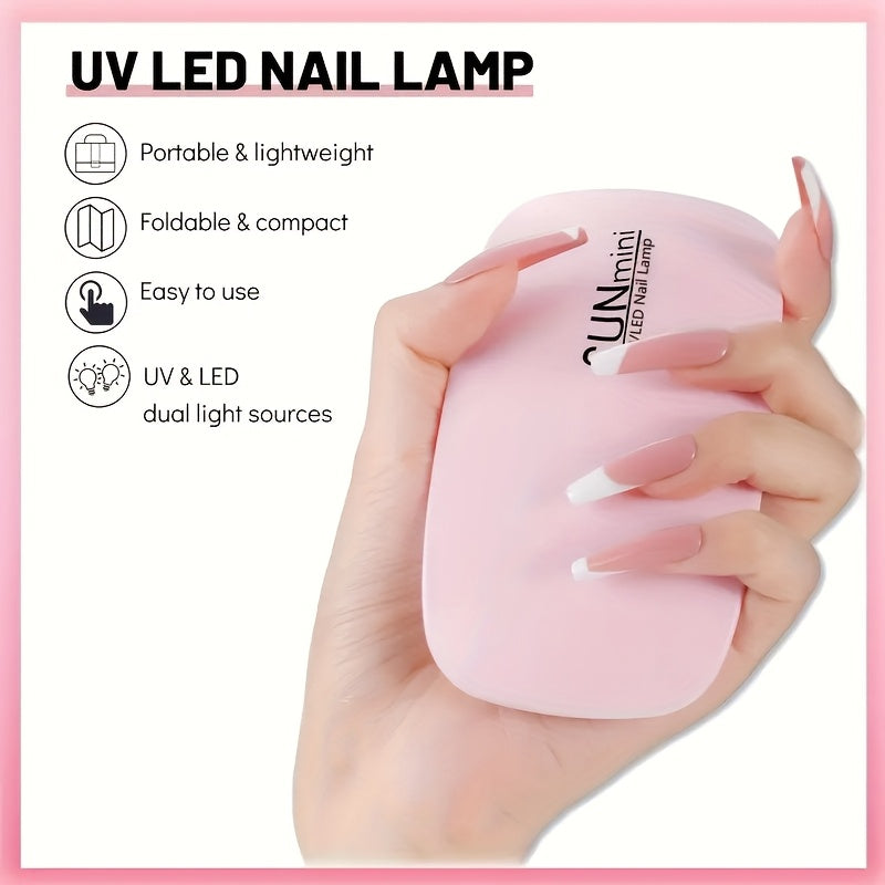 Secador de uñas mini LED para esmalte de gel - Dispositivo compacto alimentado por USB para manicura y cuidado de uñas con diseño portátil, luz de esmalte de gel sin alcohol para uso en salones y hogares, suministros de arte de uñas, estética moderna, co