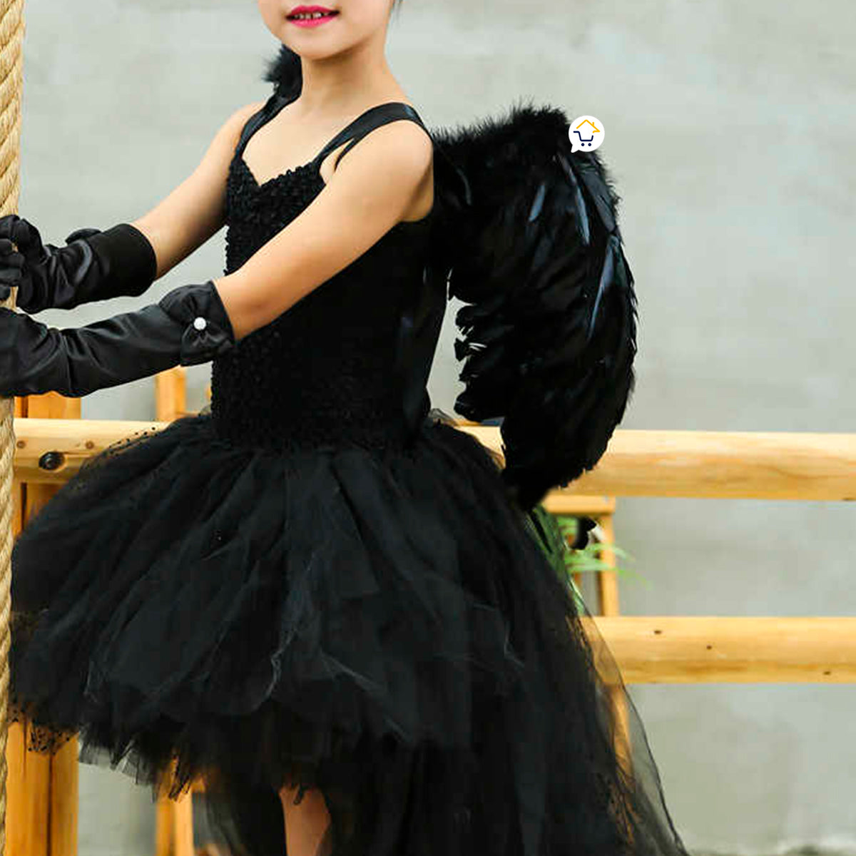 Alas Ángel Pequeñas Negro Accesorio Disfraz Halloween Niños AF483NP