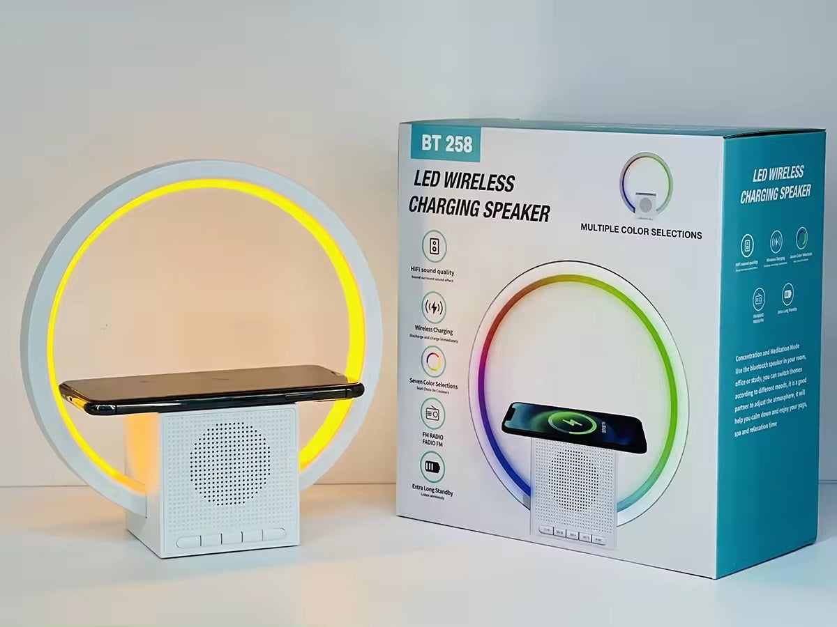 Parlante Recargable Con Lampara Led y Cargador Inalambrico BT 258