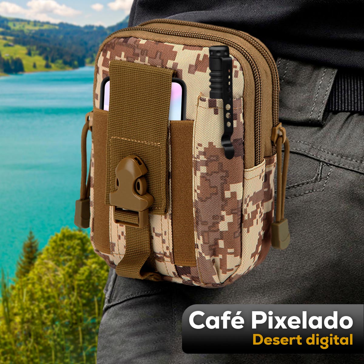 Bolso Táctico Canguro Militar Para Cinturón Estuche Celular MJ357