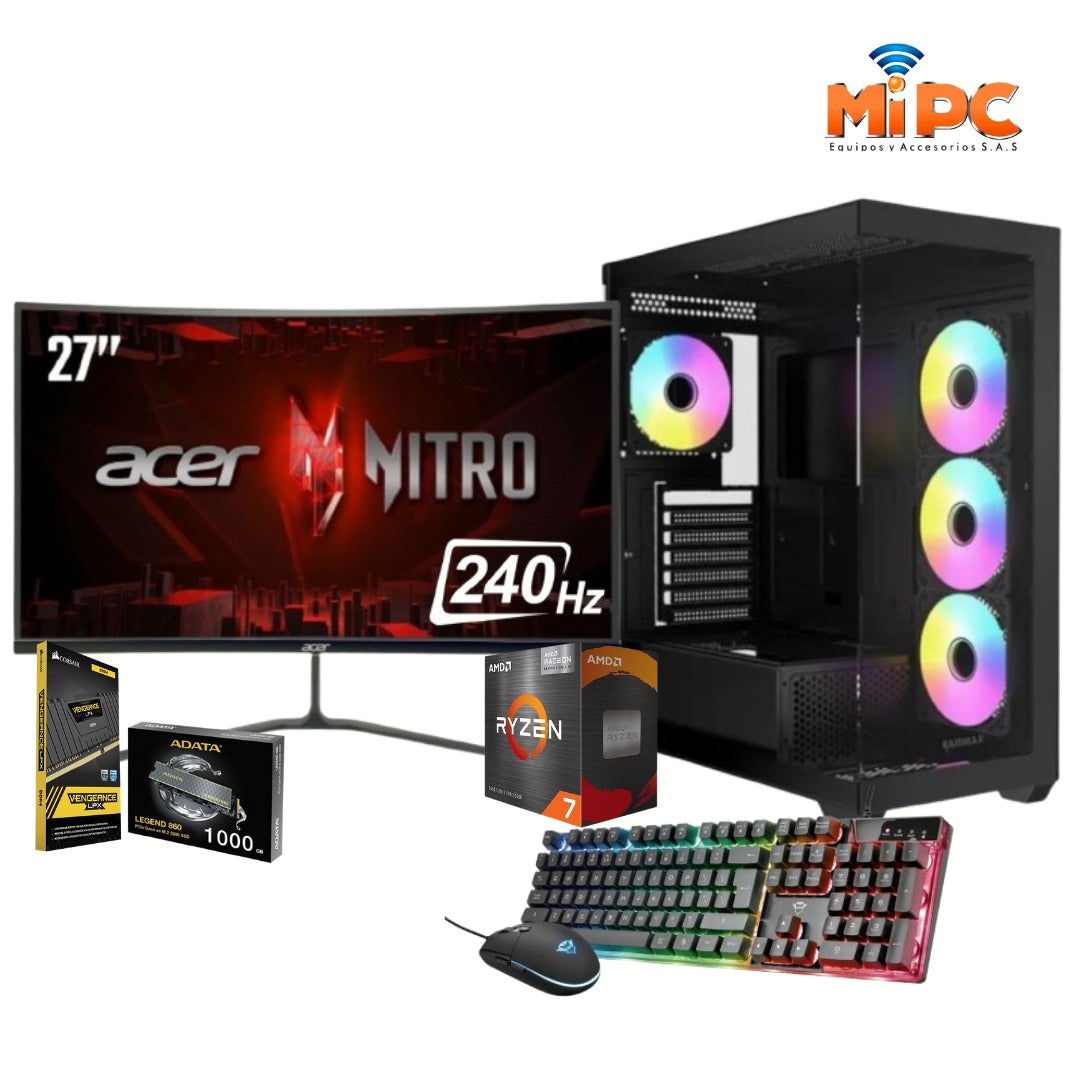 Computador AMD Ryzen 7 5700G / Monitor Gamer 27" 240 Hz