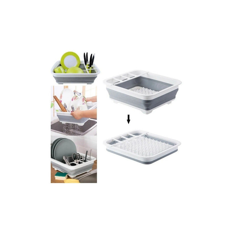 Secaplatos Escurridor De Platos Silicona Plegable Vajilla Color Gris