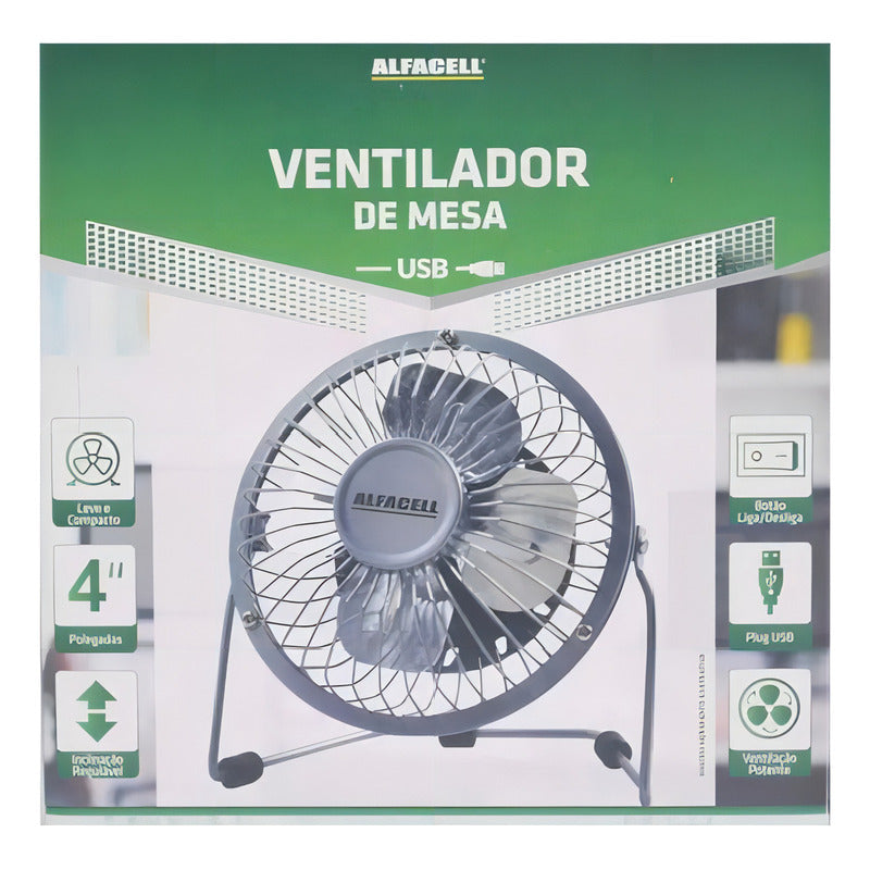 Ventilador De Mesa Alfacell Mini Ls-904 Con 4 Palas, 15cm De Diámetro 110v