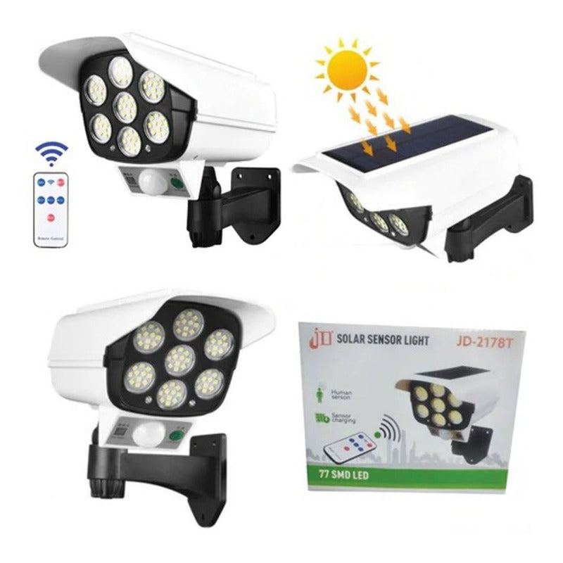 Lámpara Led Panel Solar Y Sensor De Movimiento Tipo Cámara