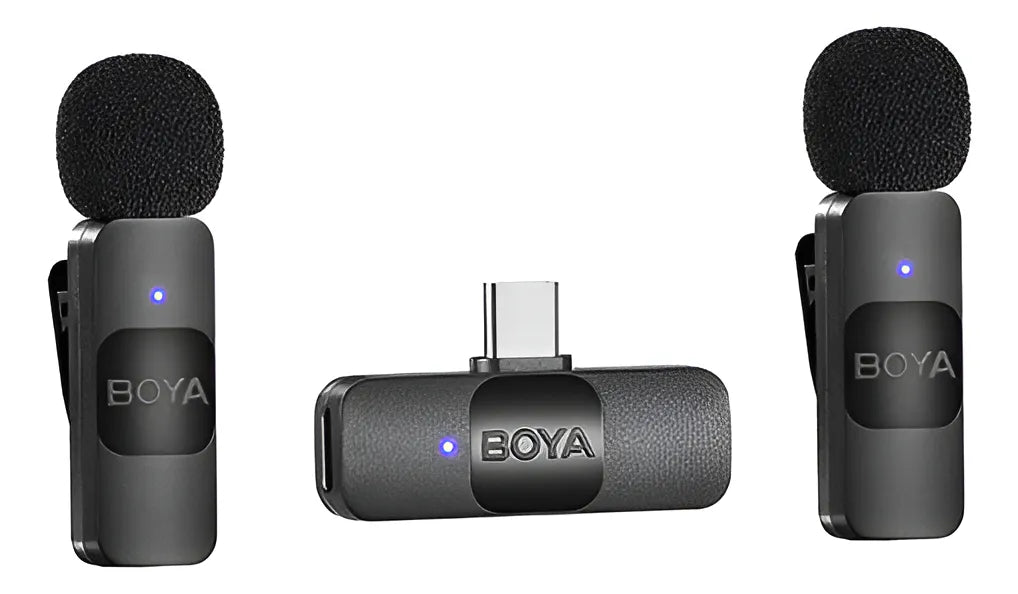 Sistema de micrófono inalámbrico Boya BY-v2 para iOS 2.4G con solapa, negro