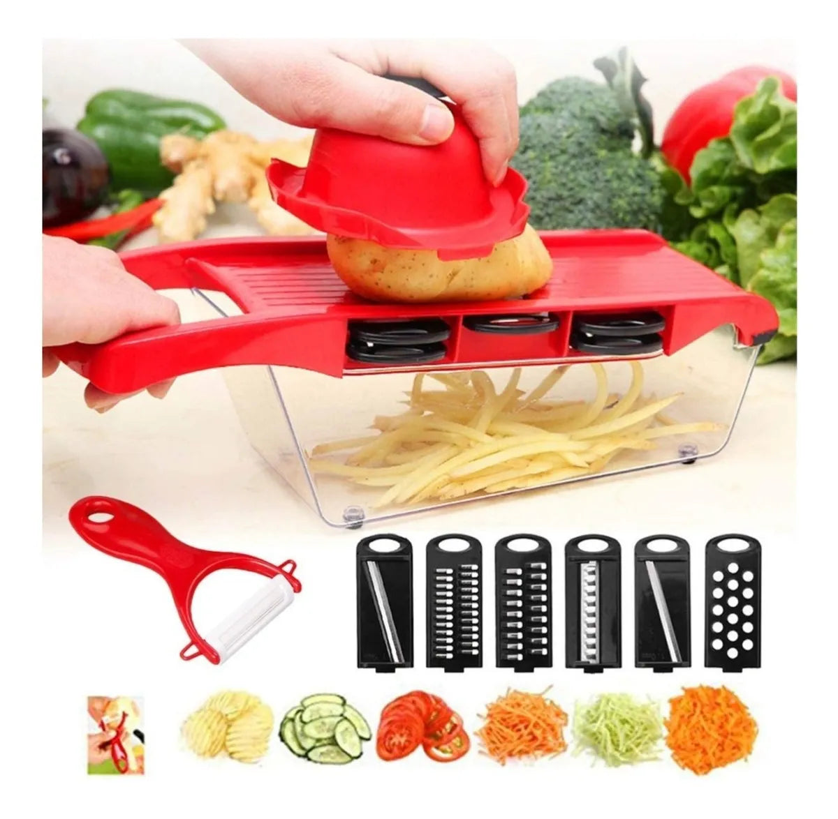 Cortador Verduras Mandoline 6 En 1 Rallador Rebanador