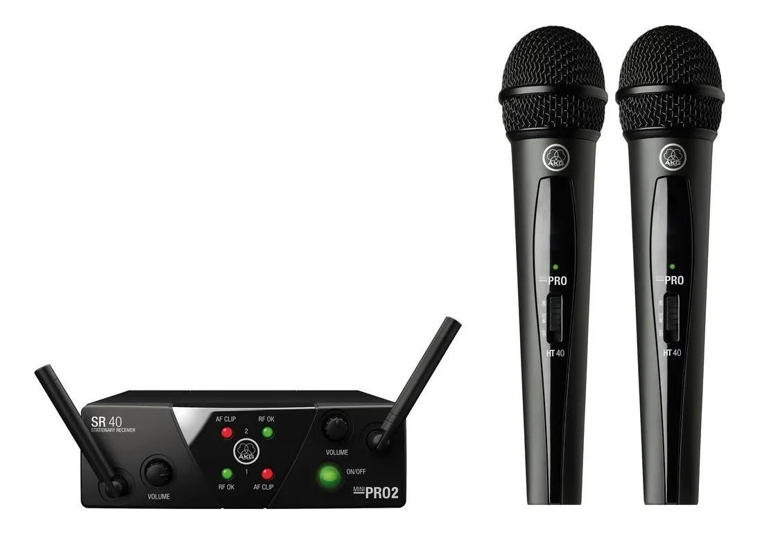 Micrófono Inalámbrico Doble Akg Wms40 Mini Dual De Mano Color Negro