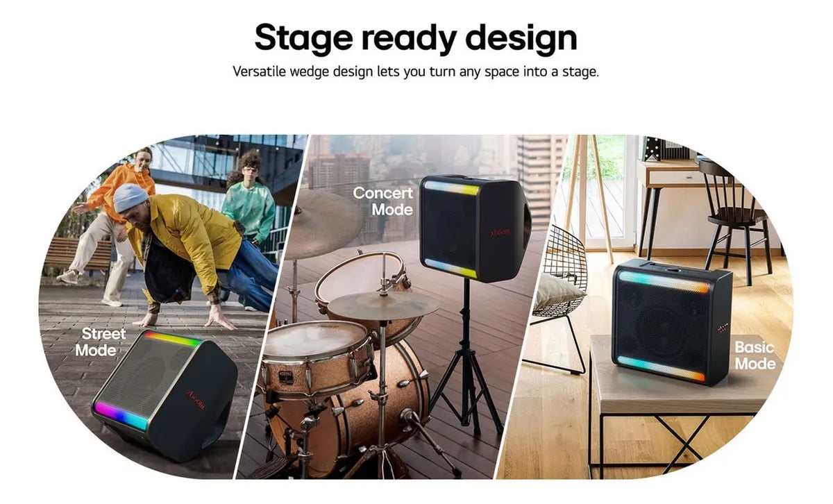Parlante Lg Xboom Stage 120w Portátil Sonido Y Luces 12h On Negro