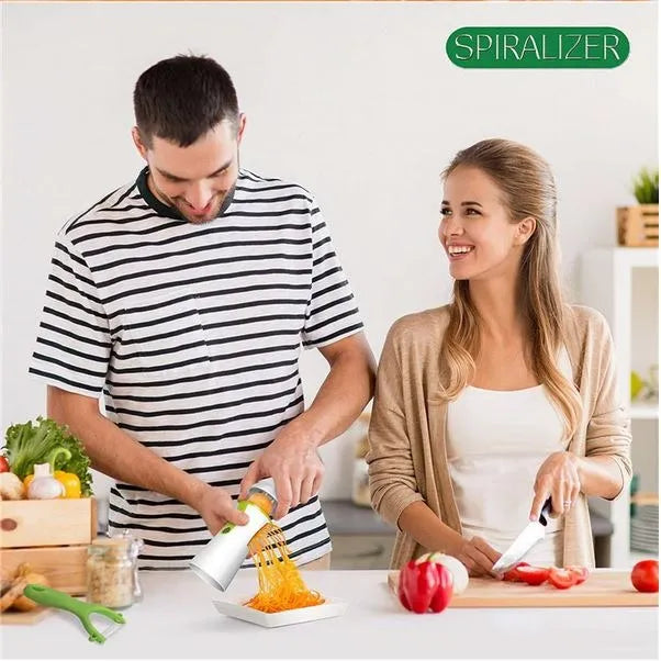 Rallador Verduras Vegetales Espiral 3 En 1 Acero Inoxidable