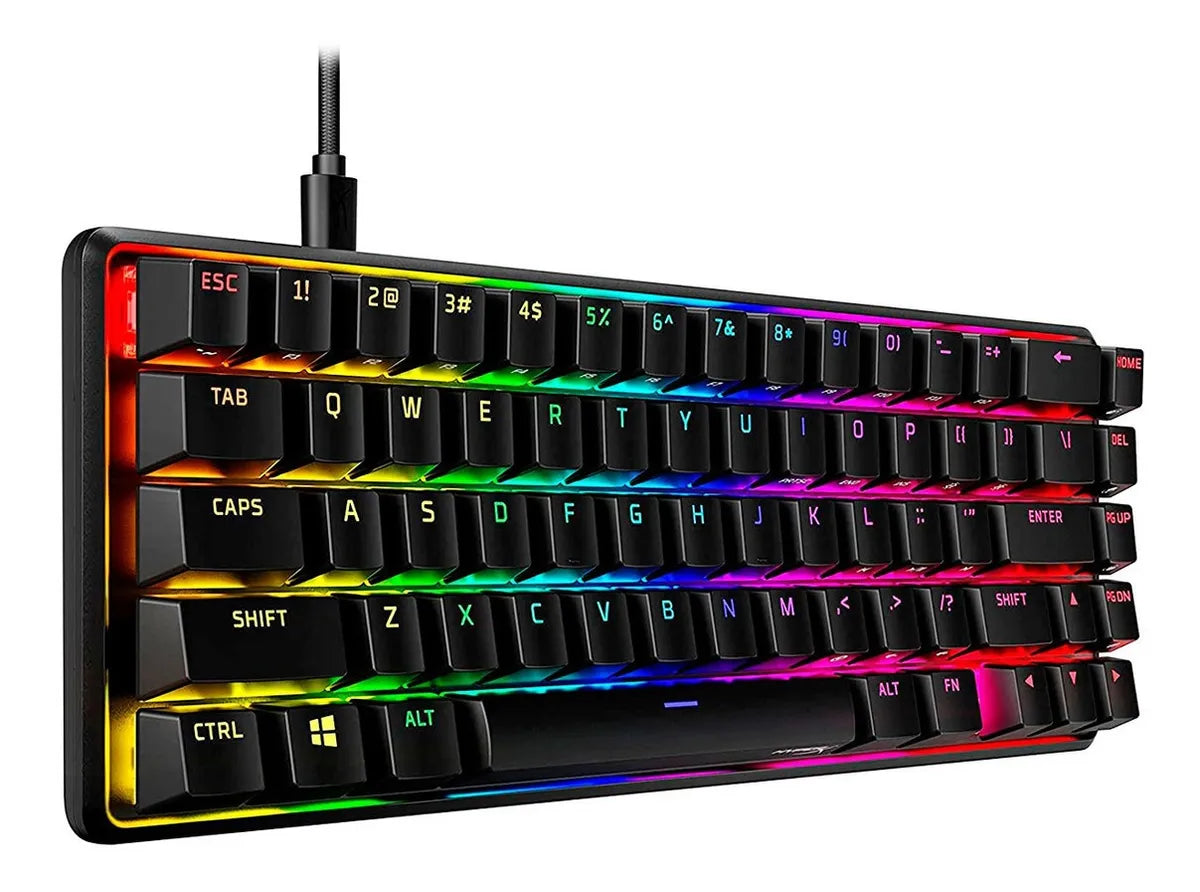 Teclado HyperX Alloy QWERTY HyperX Linear Red inglés US color negro con luz RGB