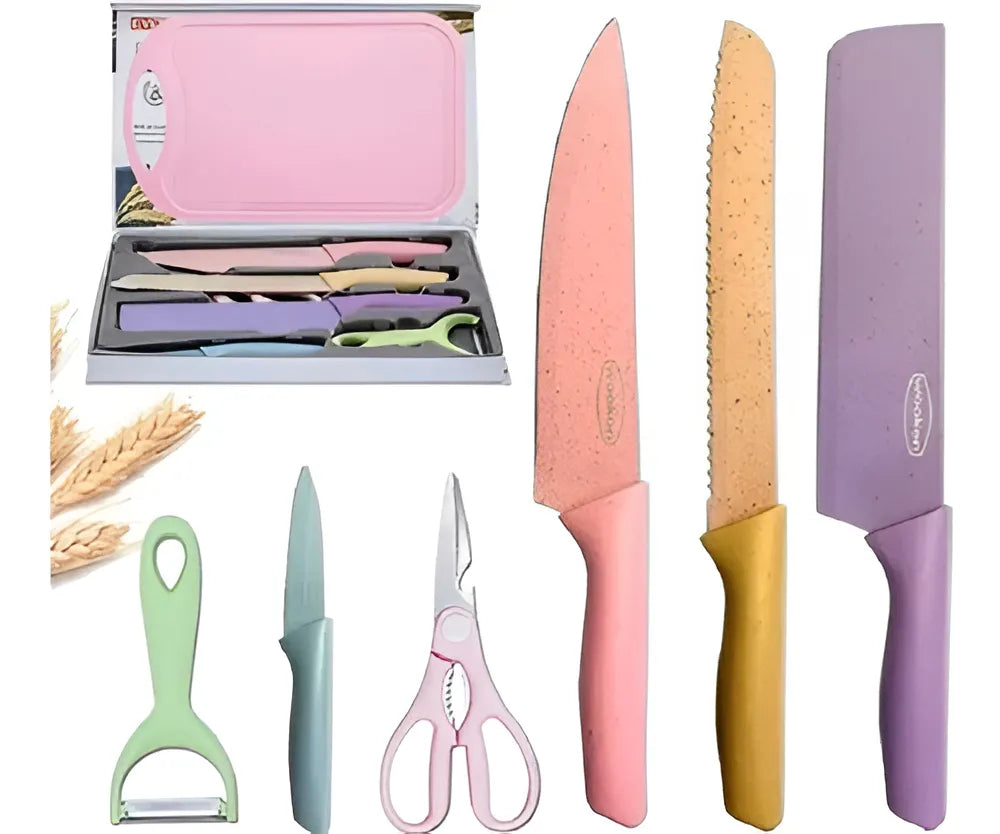 Set De Cuchillos Colores Pastel X6 Piezas Color Tonos pasteles