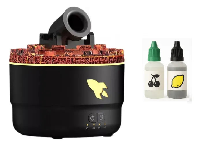Humificador Difusor De Aromas Olores Cañon Lava Aros Luz Led - Negro