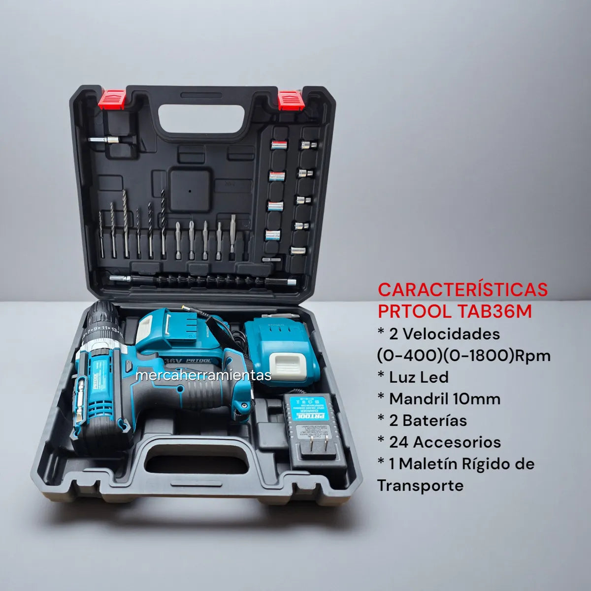Taladro Atornillador Inalámbrico 24v Percutor 10mm 2 Pilas - Azul Acero - 50hz/60hz