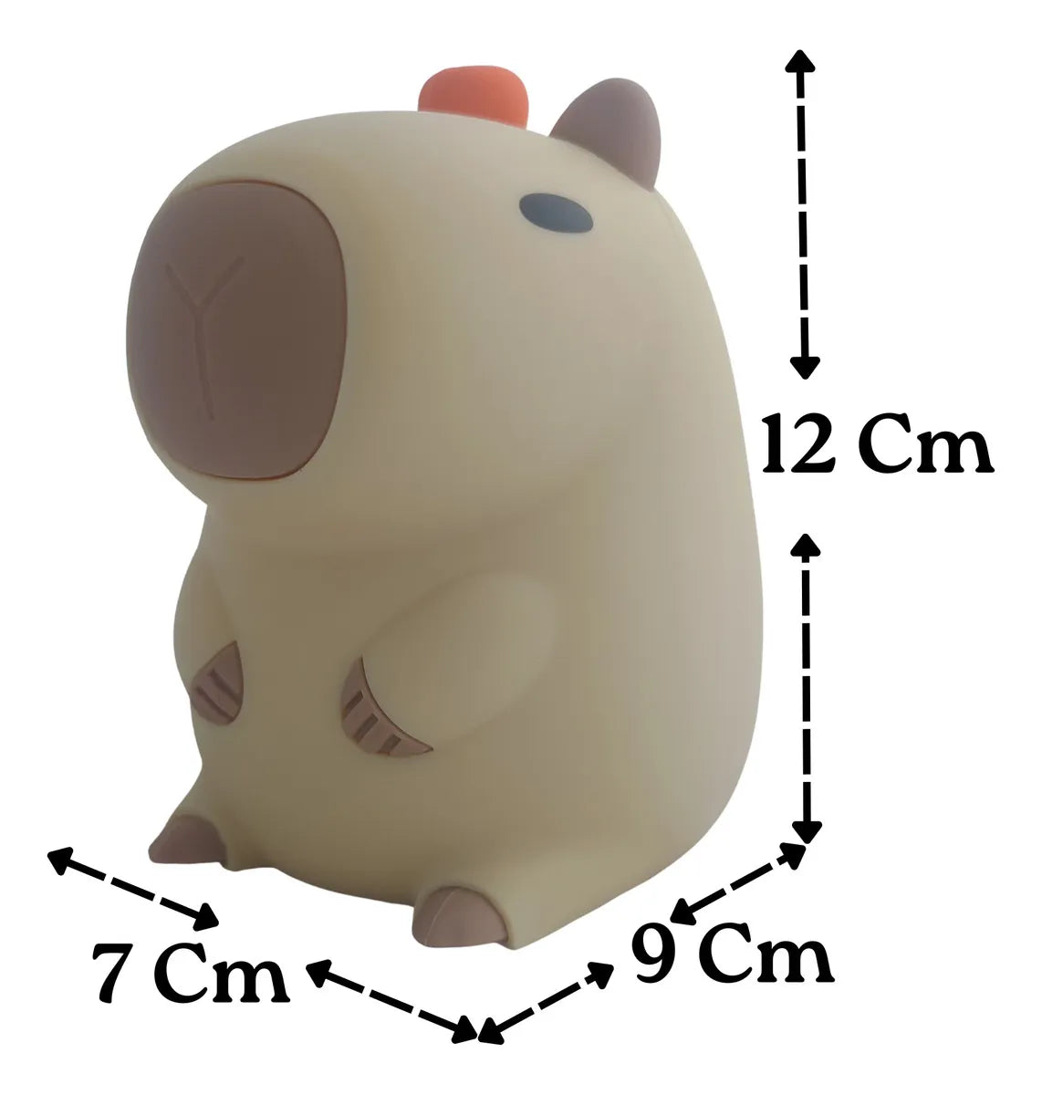 Lámpara Luz Nocturna Táctil Silicona Led Cálida Capibara Chigüiro Carpincho Adorable Tierno Kawaii Lectura Suave Decorativa Dormitorio Habitación Mesita Acogedor Recargable Usb Regalo Infantil