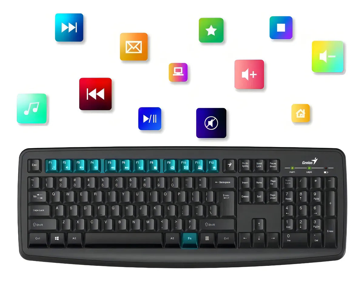 Kit de teclado y mouse inalámbrico Genius KM-8100 Español Latinoamérica de color negro