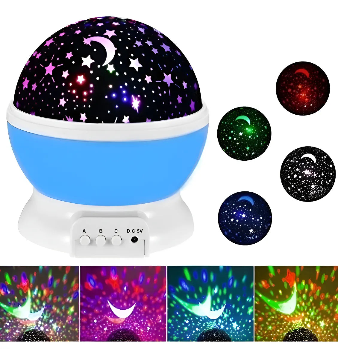Lampara Proyector Giratorio Estrellas Luz Regalo Niños Bebé Violeta
