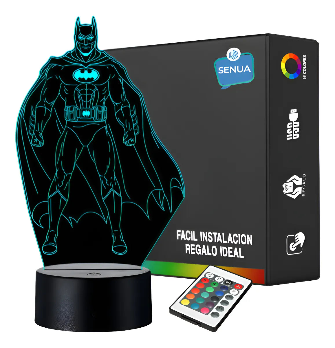 Lámpara De Noche Led Batman Holograma Decoración Regalo Negra