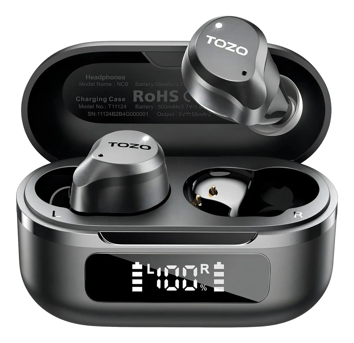 Tozo Auriculares Inalámbricos Híbridos Con Cancelación A. Color Negro
