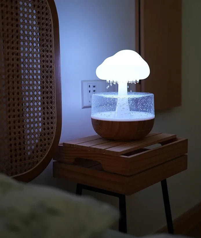 Humidificador Difusor De Aroma Diseño Nube Efecto De Lluvia Color Blanco