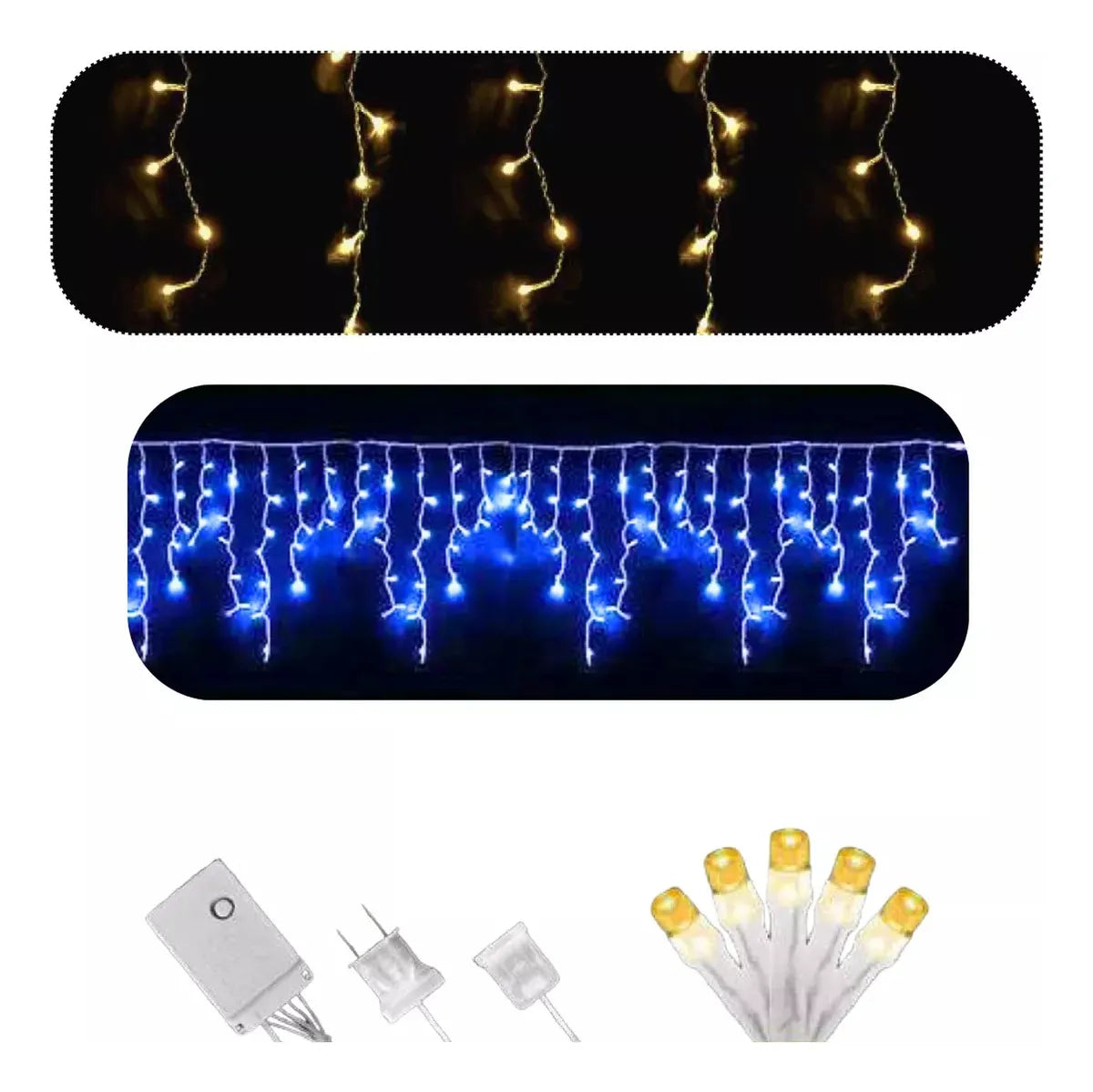 Luz Led Decorativa Luces Navideñas Luces De Navidad Cortina9 Azul