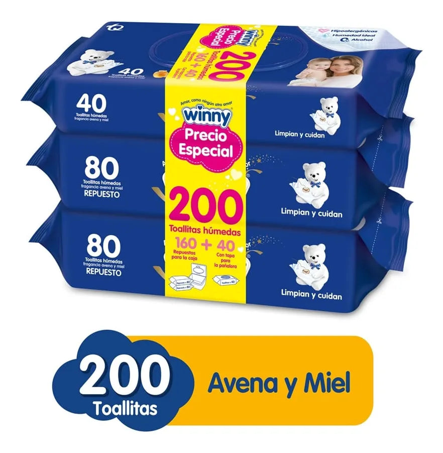 Oferta Toallitas Humedas Winny Avena Y Miel X 160+40und