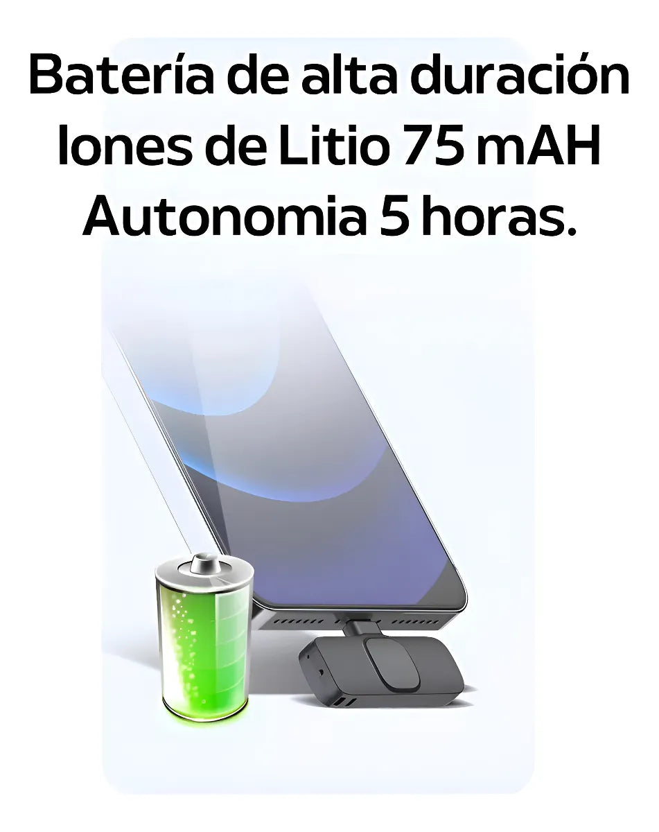 Micrófono Inalámbrico Para Celular Tablet K8 Tipo C Novedoso Color Negro