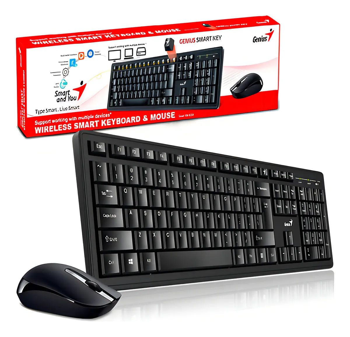 Combo Teclado Mouse Genius Km-8200 Inalambrico Español Pc Color Del Teclado Negro Color Del Mouse Negro