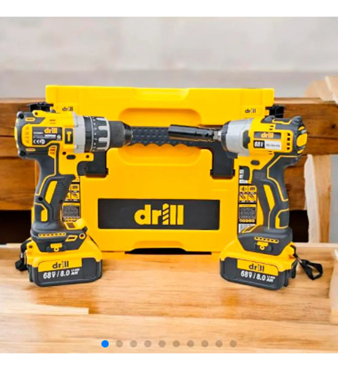 Combo Taladro Inalámbrico 13mm Y Pistola Impacto 68v - Amarillo - 50hz/60hz