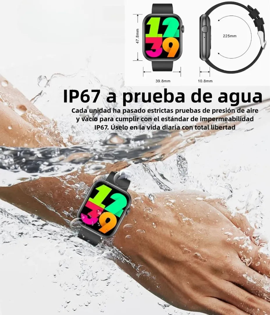 Smartwatch Ultra Display De 1.99 Con Correa De Gel Silicona Negro Negro