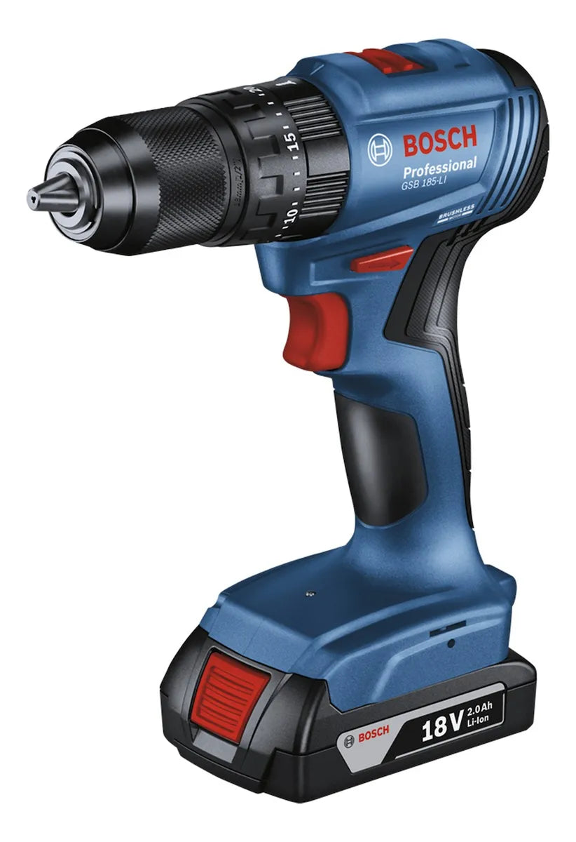 Taladro Percutor Inalambrico Bosch Gsb 185-li Cargador 2 Bat - Azul Oscuro