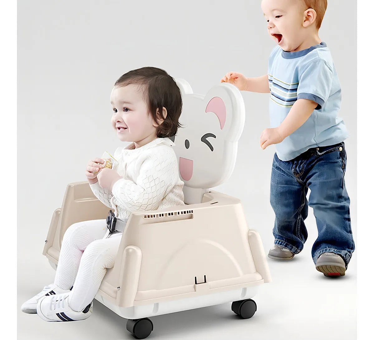 Silla Comedor 4 En 1 Bebes Color Rosa Liso