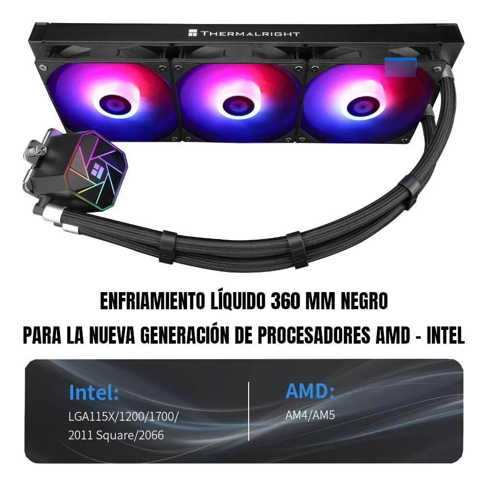 Enfriamiento Liquido Pc Cpu Ta 360 Argb Lga 1700 Am5 Negro