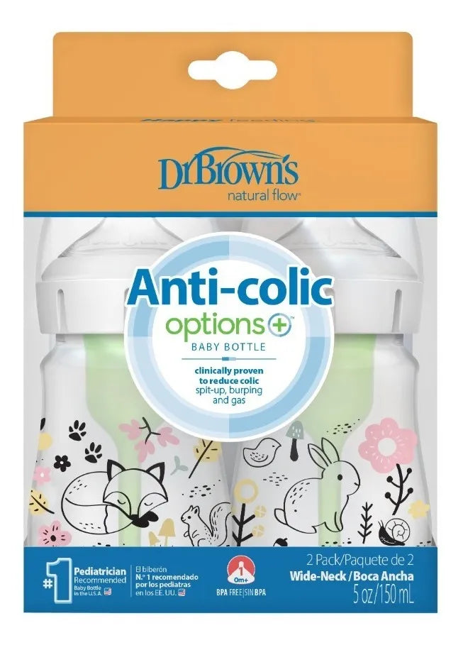 Set 2 Teteros Option+ Ba 5oz Decorado Bosque - Dr. Browns Color Diseño de Bosque Color Rosa