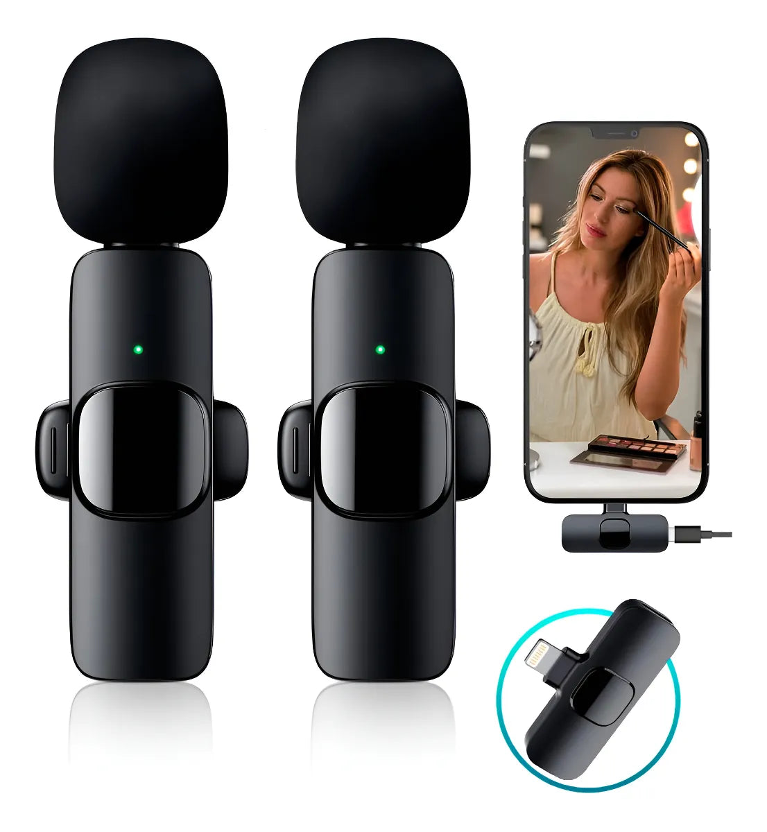 Micrófono Inalámbrico Para Celular Tablet K8 Tipo C Novedoso Color Negro