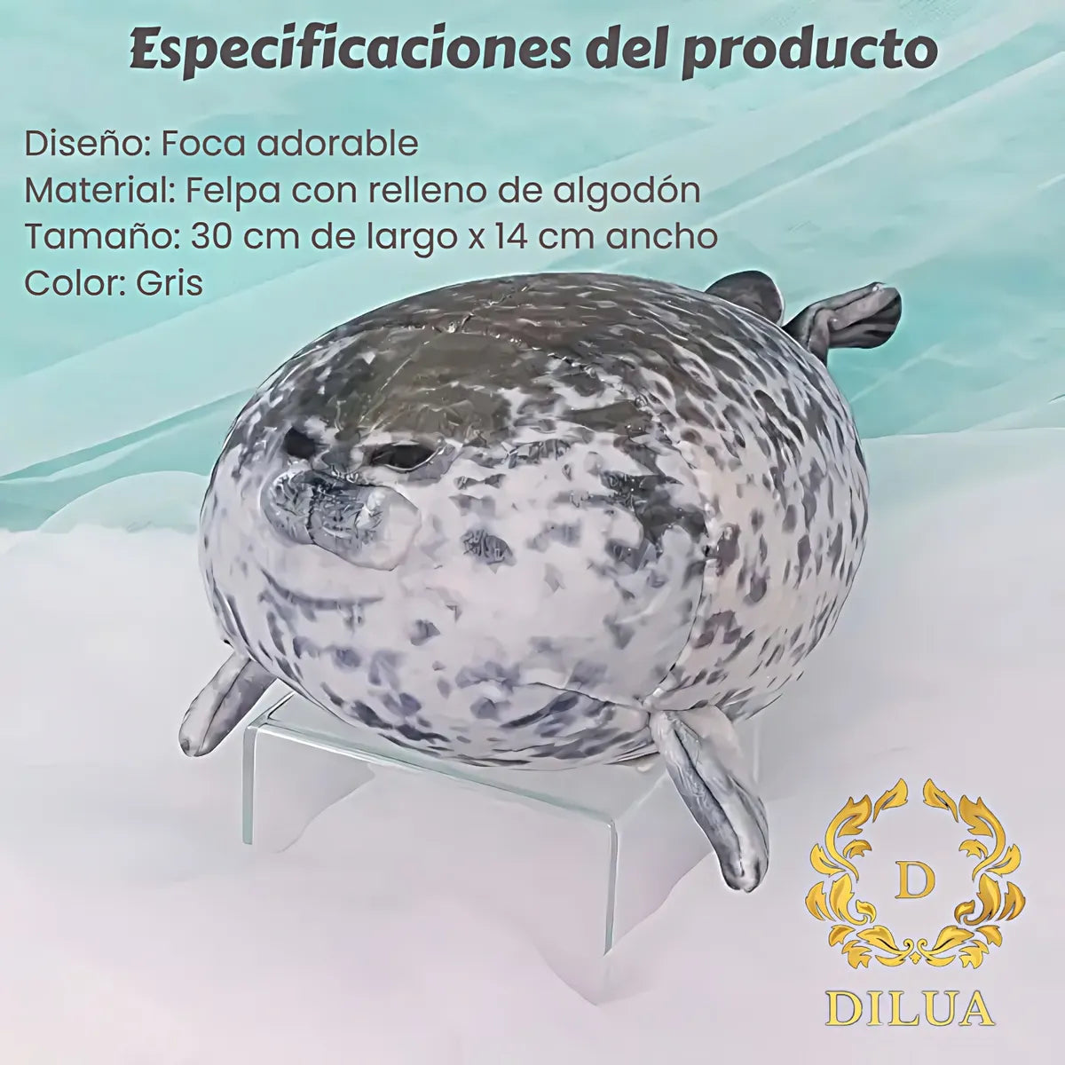 Foca Guatona Peluche Almohada Cojín Regalo Niños Adultos - Gris