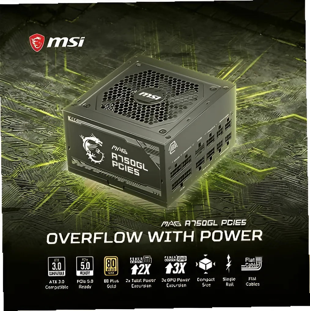 Fuente De Poder Msi Mag A750gl Pcie5 750w 80plusgold Fullmod