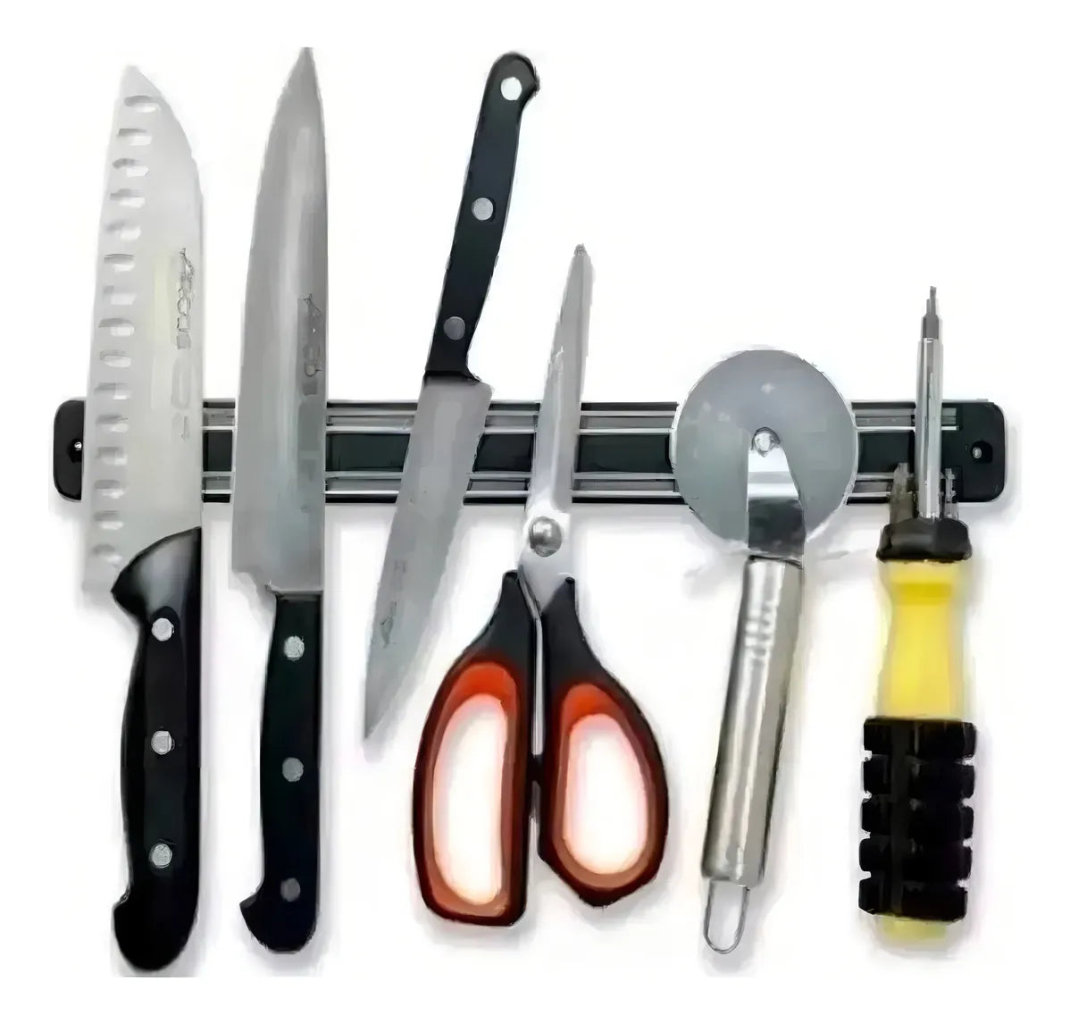 Soporte Riel Barra Magnética Porta Cuchillos Herramienta Color Negra 38cm