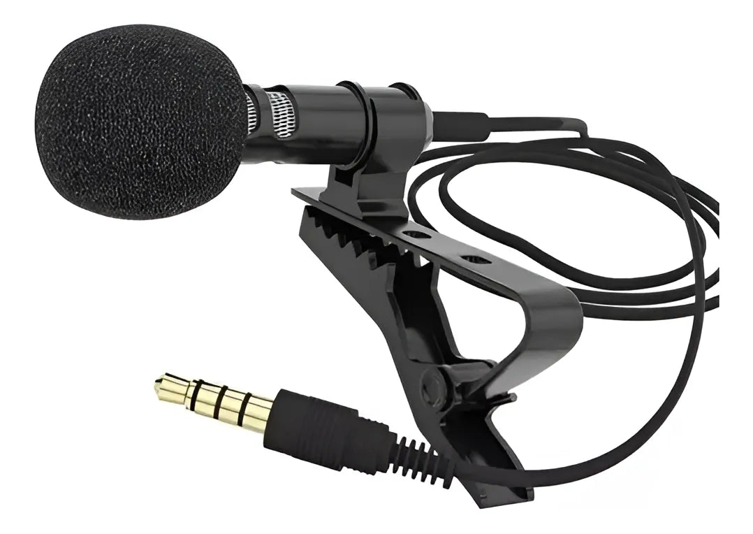Micrófono De Solapa Para Pc Y Amplificador Entrada 3.5 Mm Ts Color Negro