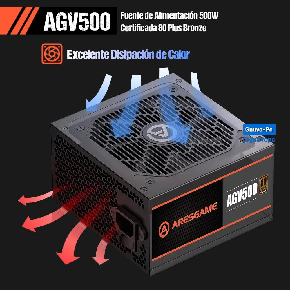 Fuente De Poder 500w Bronce 80+ Reales 500 W 80 Plus Bronze Negro